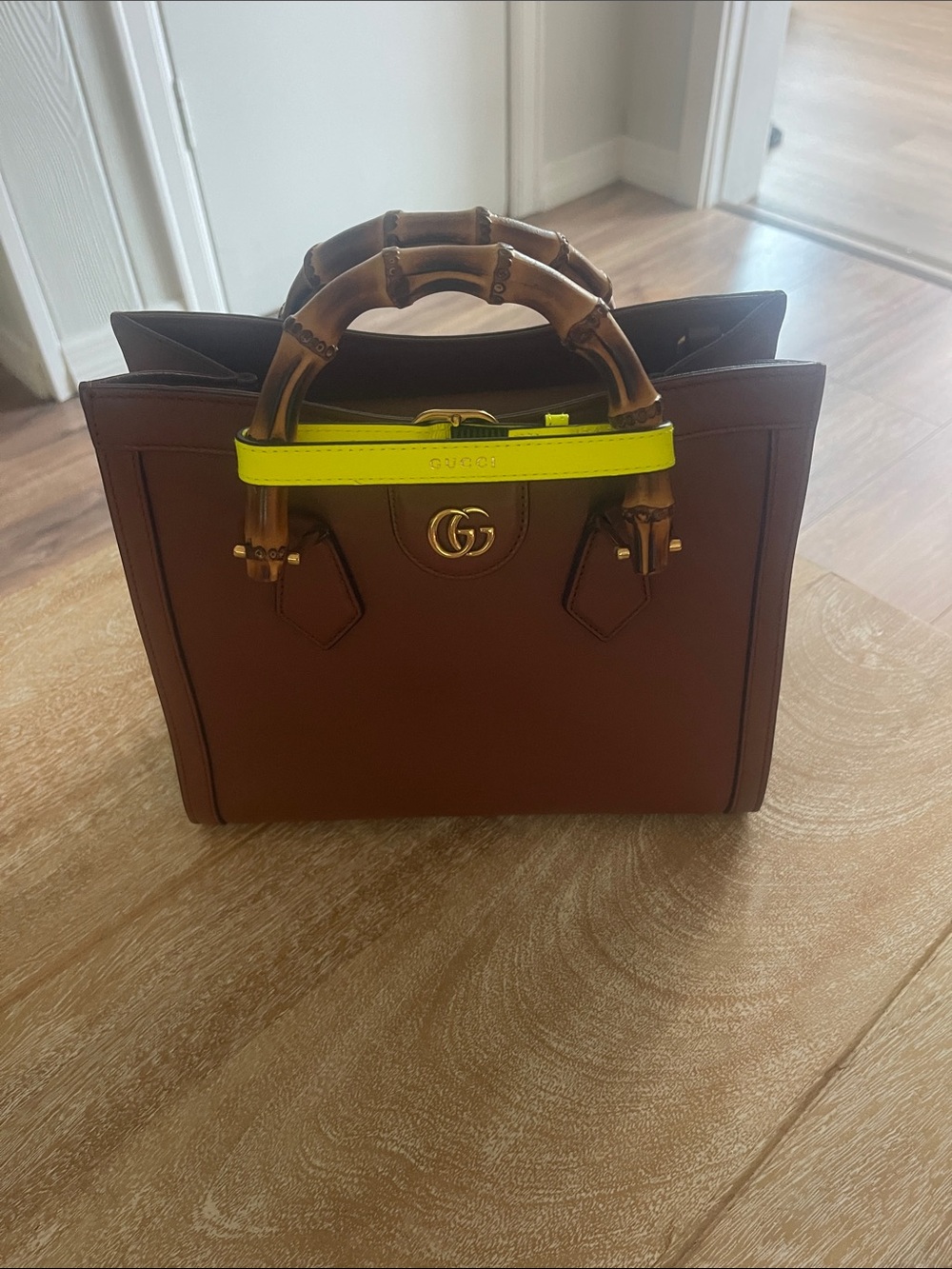 Authentic Gucci Diana Bamboo Tote Bag, Brown Leather Handbag